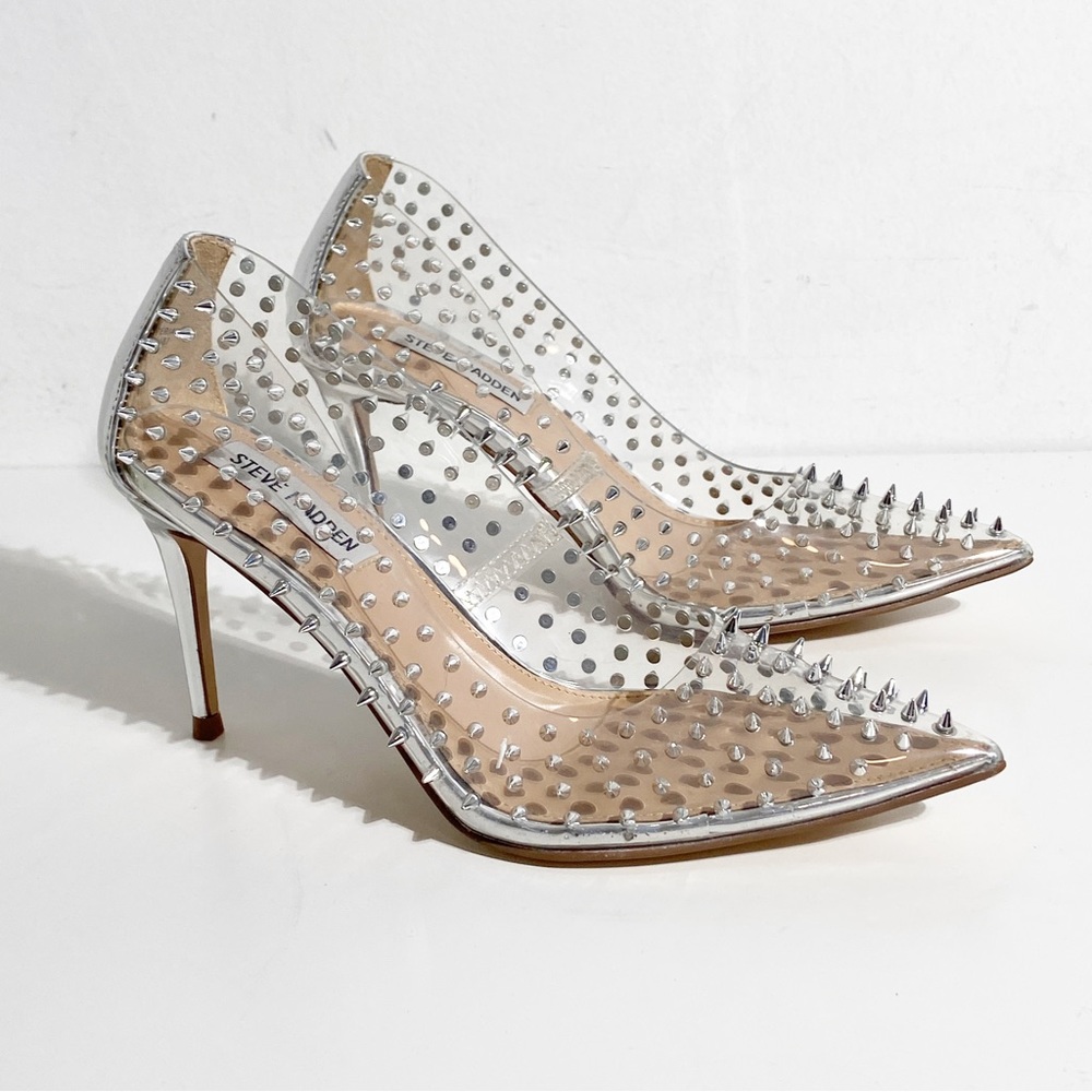 New Steve Madden Luiza Studded Clear Heel size 6